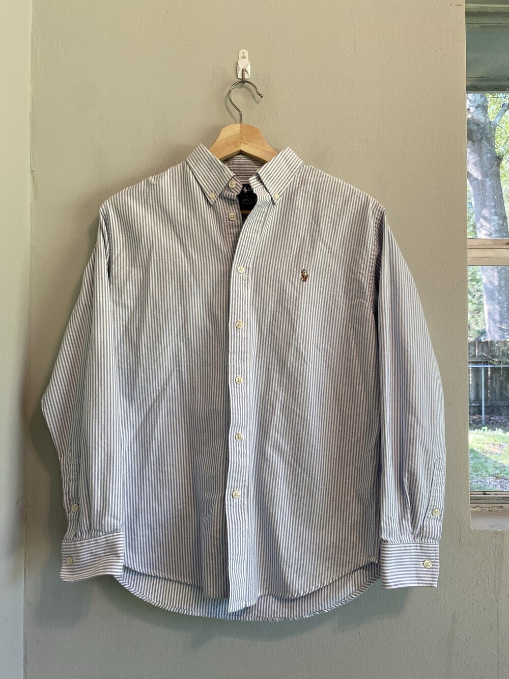 Ralph Lauren Vintage Oxford Shirt Blue White Stripe Boys 16